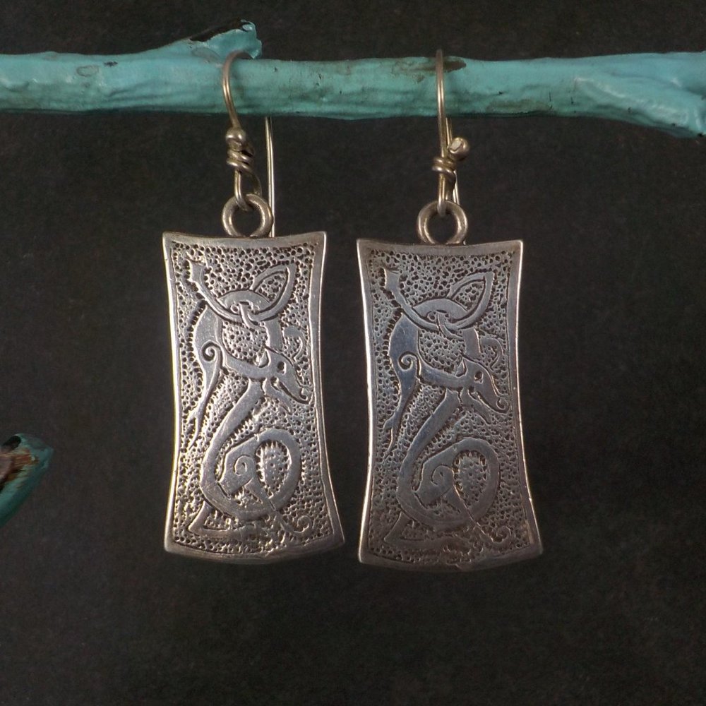 Sterling Celtic Doe Deer Earrings